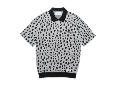 WACKO MARIA Leopard Jacquard Knit Polo Shirt "Gray"