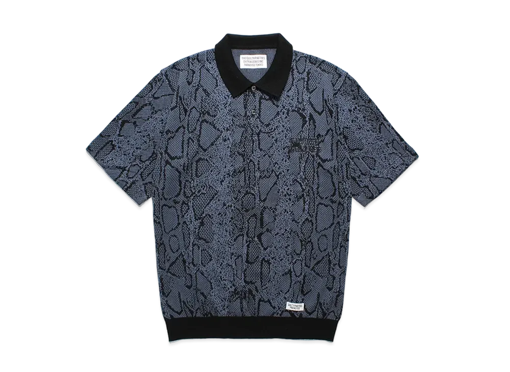 WACKO MARIA Python Jacquard Knit Polo Shirt 