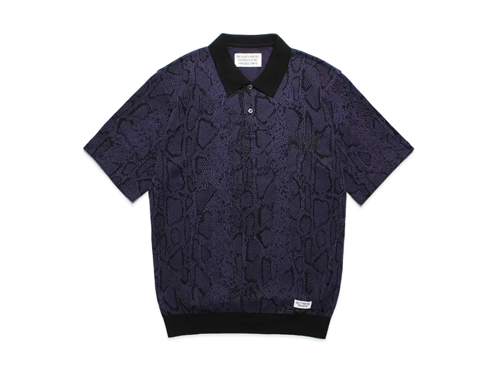 WACKO MARIA Python Jacquard Knit Polo Shirt "Purple"