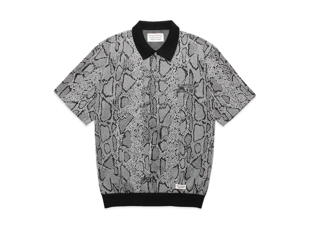 WACKO MARIA Python Jacquard Knit Polo Shirt "Gray"