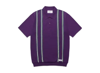 WACKO MARIA Striped Jacquard Knit Polo Shirt "Purple"