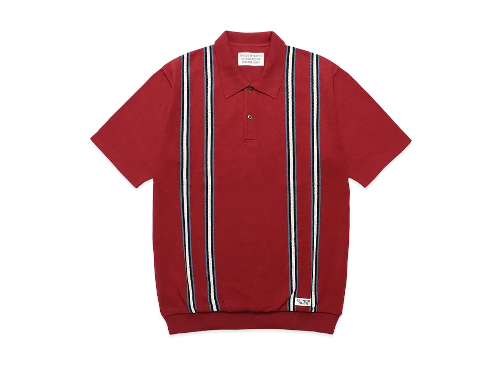 ワコマリア STRIPED KNIT JACQUARD POLO SHIRT M WACKO MARIA Striped Jacquard Knit Polo Shirt