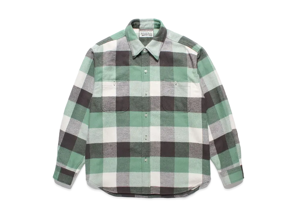 WACKO MARIA Block Check Flannel Shirt "Green"