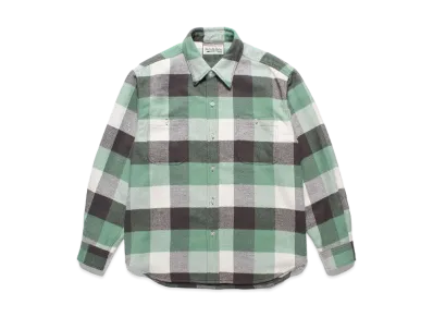 WACKO MARIA Block Check Flannel Shirt "Green"