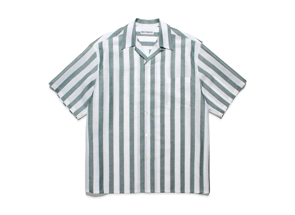 WACKO MARIA Soktas / Striped Open Collar Shirt "Green"
