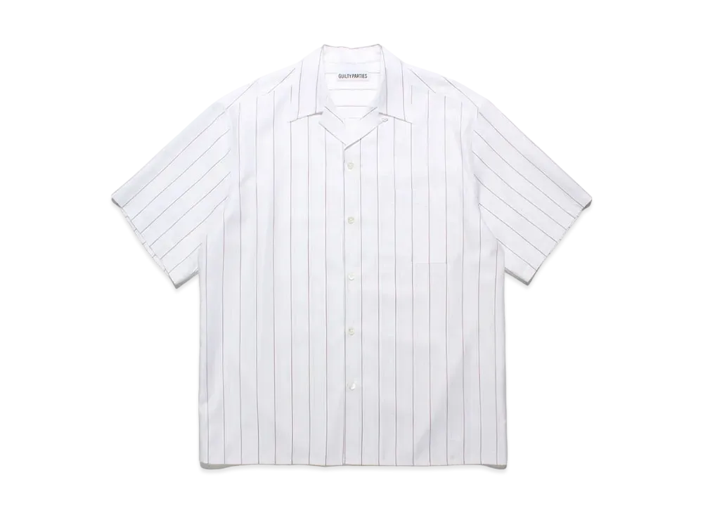 WACKO MARIA Soktas / Striped Open Collar Shirt "Burgundy"