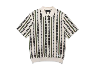 WACKO MARIA Striped Jacquard Summer Knit Polo Shirt "Beige"