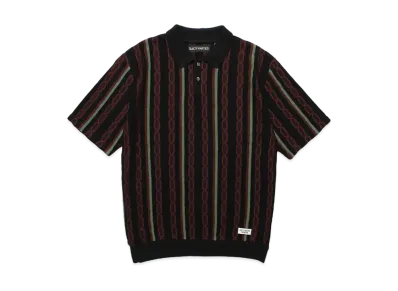 WACKO MARIA Striped Jacquard Summer Knit Polo Shirt "Black"