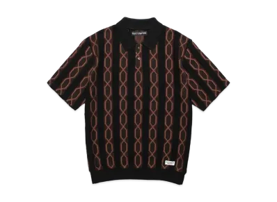 WACKO MARIA Striped Jacquard Summer Knit Polo Shirt "Black"