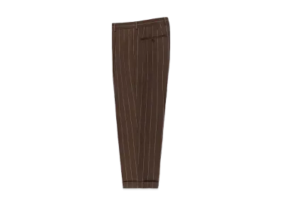 WACKO MARIA Dormeuil / Striped Pleated Trousers (Type-2) "Brown"