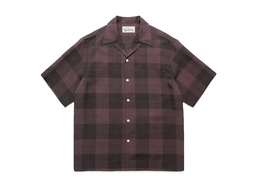 WACKO MARIA Check Open Collar Shirt "Purple"