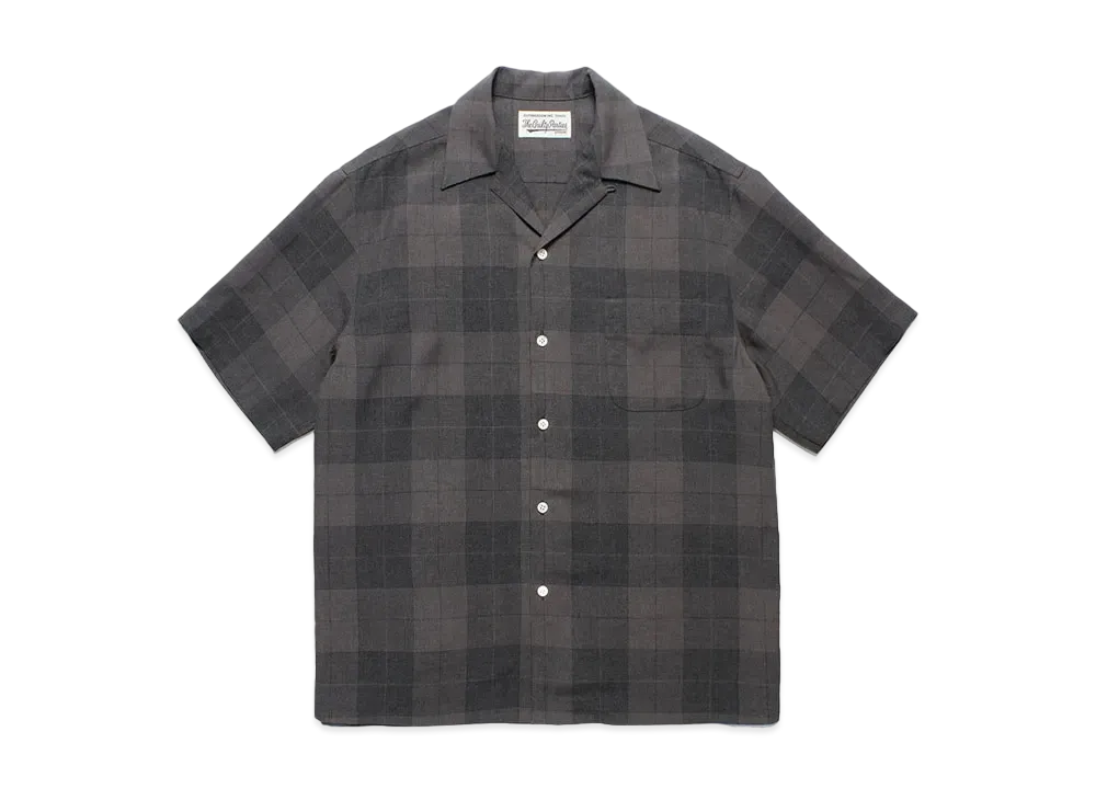 WACKO MARIA Check Open Collar Shirt "Gray"