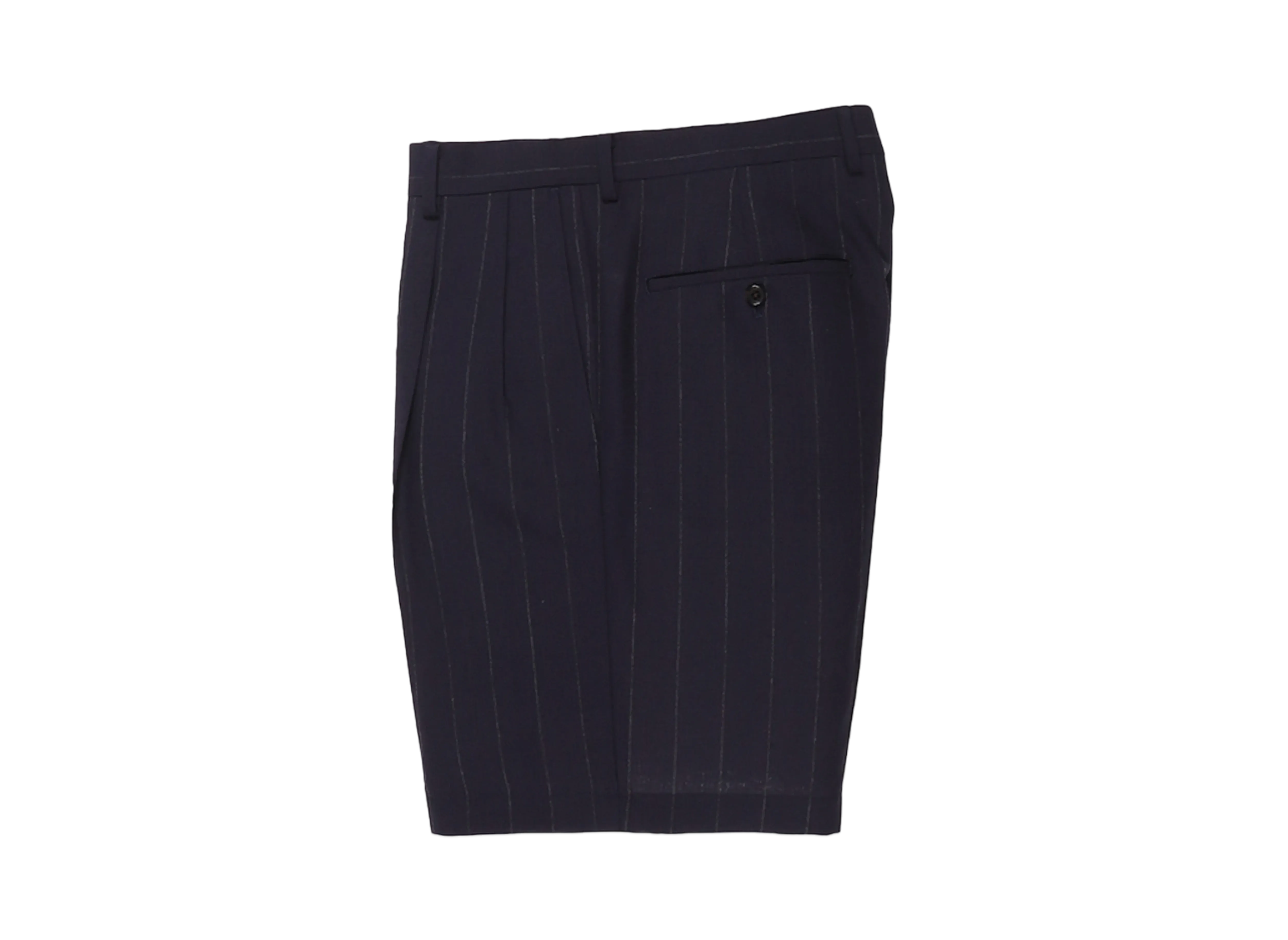 WACKO MARIA Dormeuil / Striped Double Pleated Short Trousers "Navy"