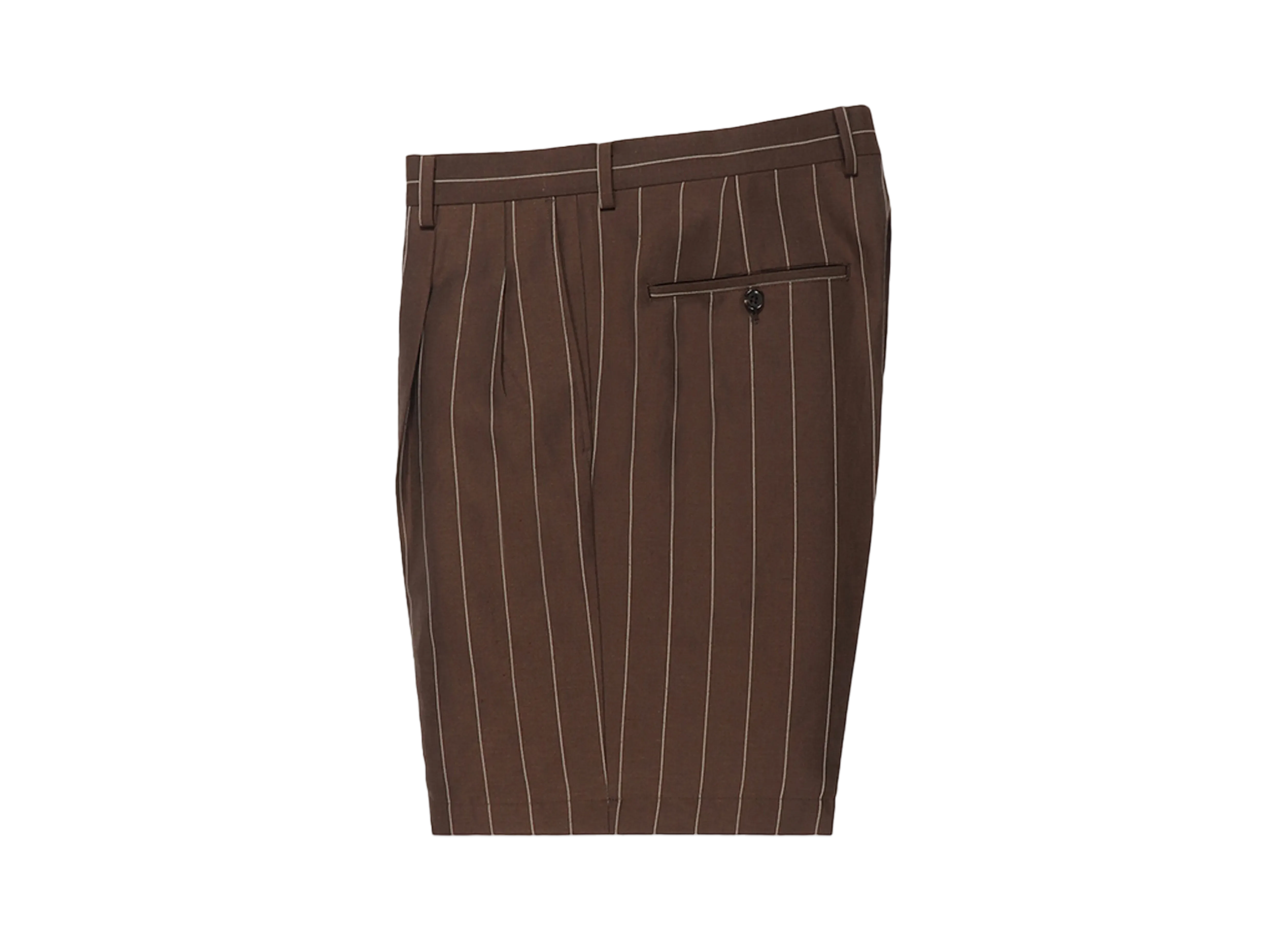 WACKO MARIA Dormeuil / Striped Double Pleated Short Trousers "Brown"