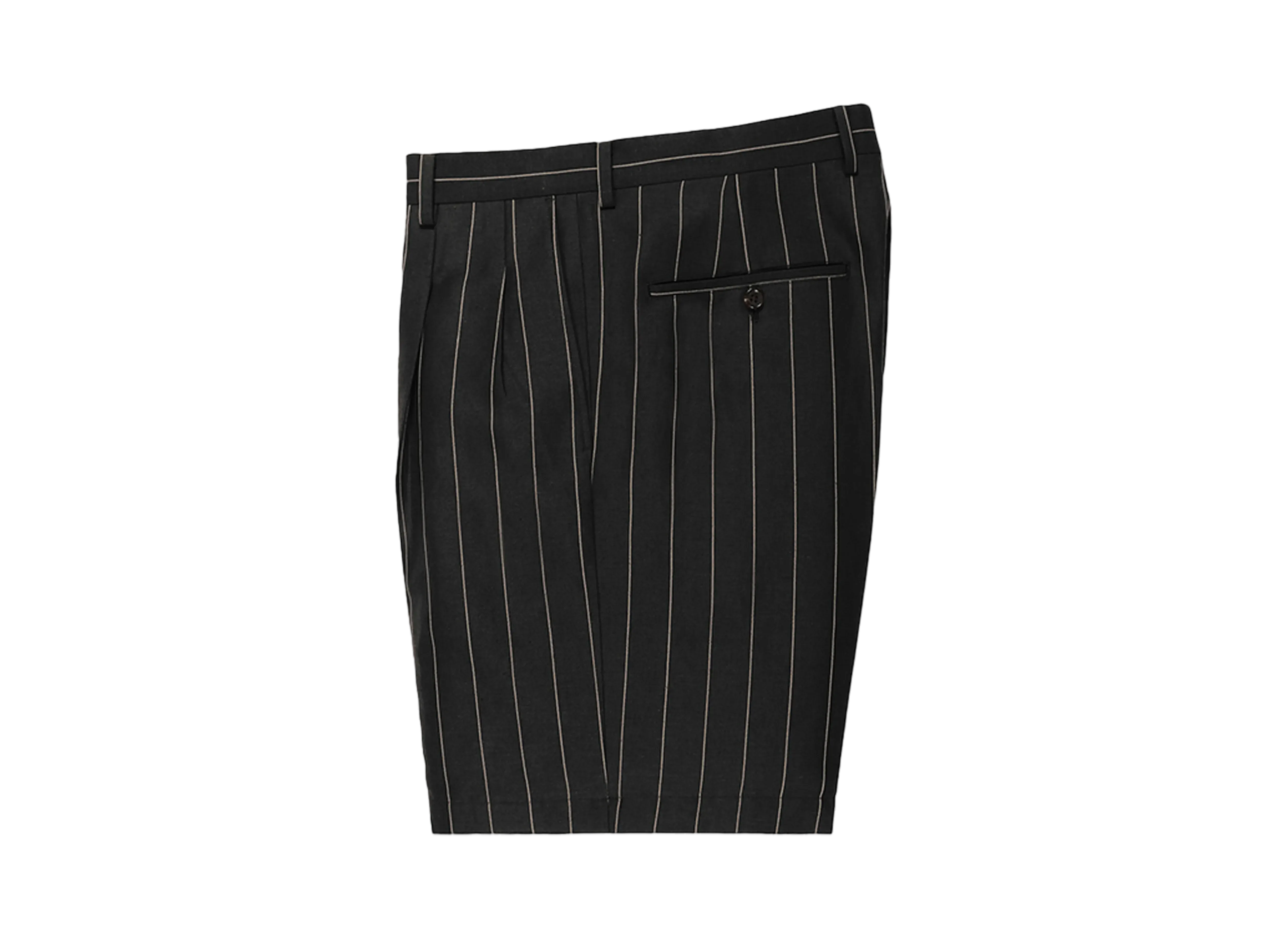 WACKO MARIA Dormeuil / Striped Double Pleated Short Trousers "Black"