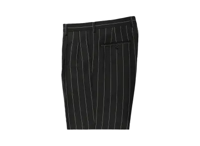 WACKO MARIA Dormeuil / Striped Double Pleated Short Trousers "Black"