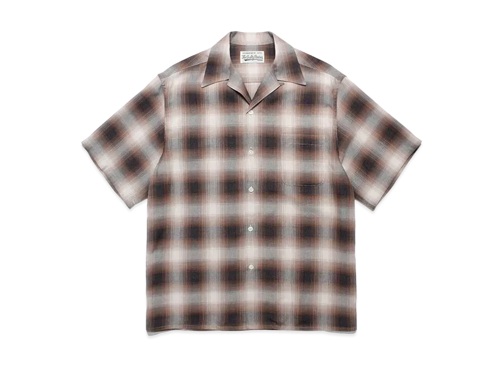 WACKO MARIA Check Open Collar Shirt "Brown"