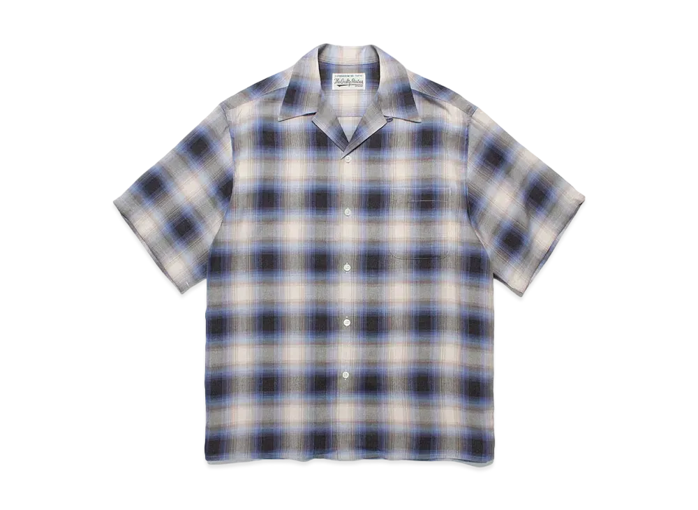 WACKO MARIA Check Open Collar Shirt "Blue"