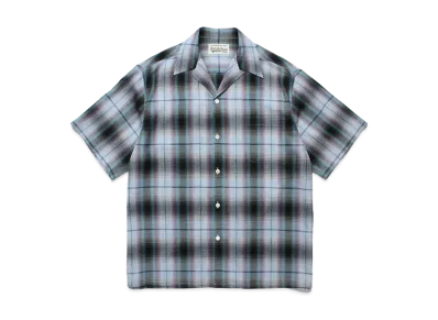 WACKO MARIA Check Open Collar Shirt "Blue"