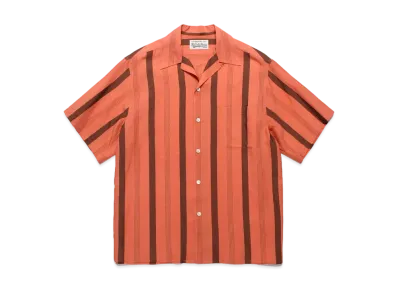 WACKO MARIA Striped Open Collar Shirt "Orange"