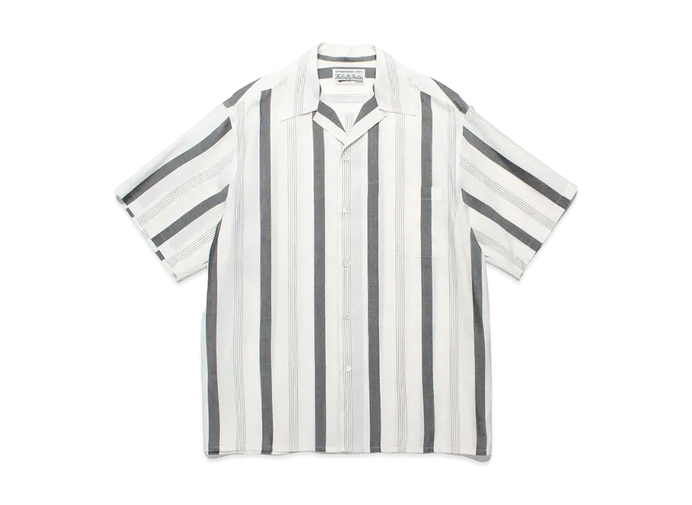 WACKO MARIA Striped Open Collar Shirt "White"