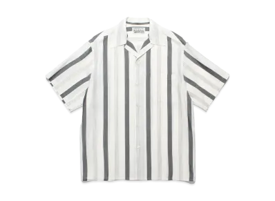 WACKO MARIA Striped Open Collar Shirt "White"