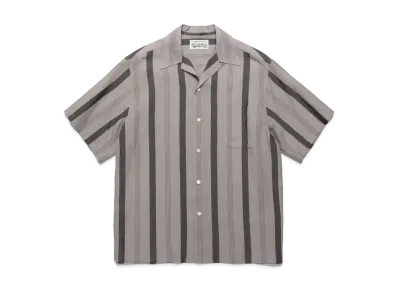WACKO MARIA Striped Open Collar Shirt "Gray"