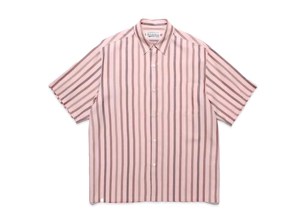 WACKO MARIA Striped Regular Collar Shirt "Pink"