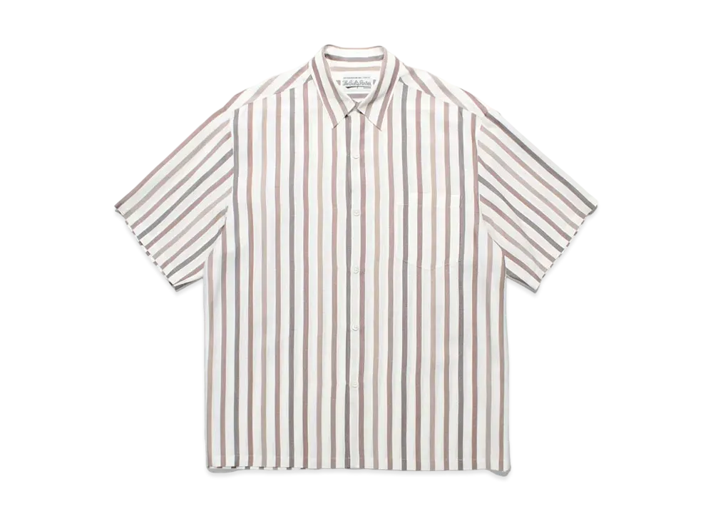 WACKO MARIA Striped Regular Collar Shirt "White"