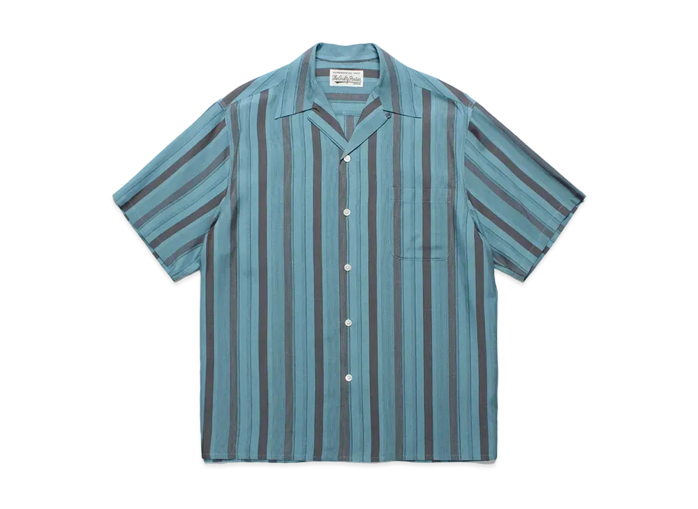 WACKO MARIA Striped Open Collar Shirt 