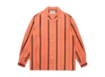 WACKO MARIA Striped Open Collar Shirt "Orange"