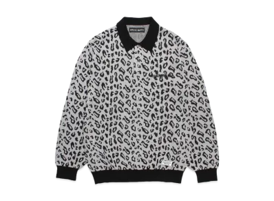 WACKO MARIA Leopard Jacquard Knit Polo Shirt "Gray"