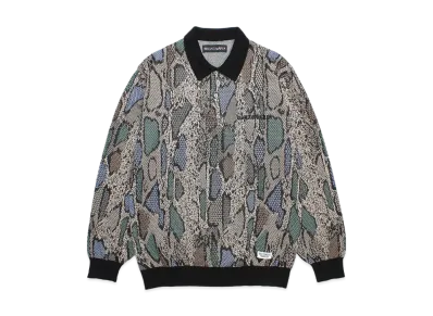 WACKO MARIA Python Jacquard Knit Polo Shirt "Beige"