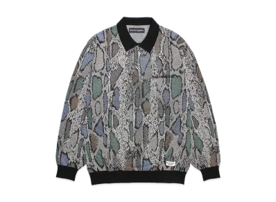 WACKO MARIA Python Jacquard Knit Polo Shirt "Light Gray"