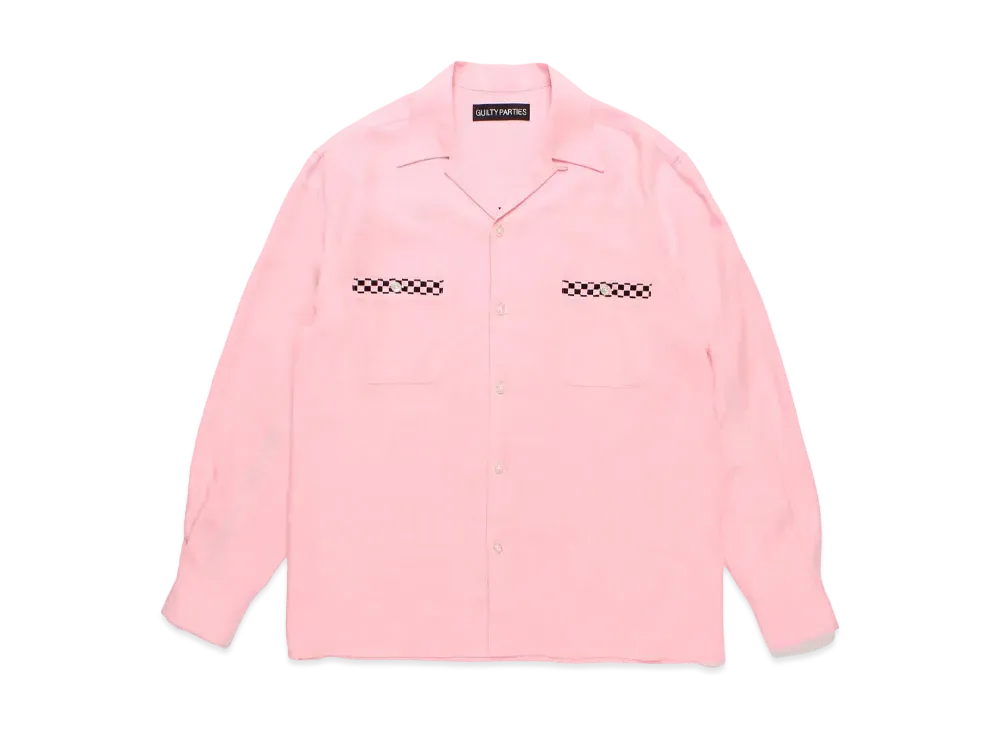 WACKO MARIA Switching 50's Open Collar Shirt "Pink"