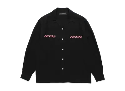 WACKO MARIA Switching 50's Open Collar Shirt "Black-Pink"
