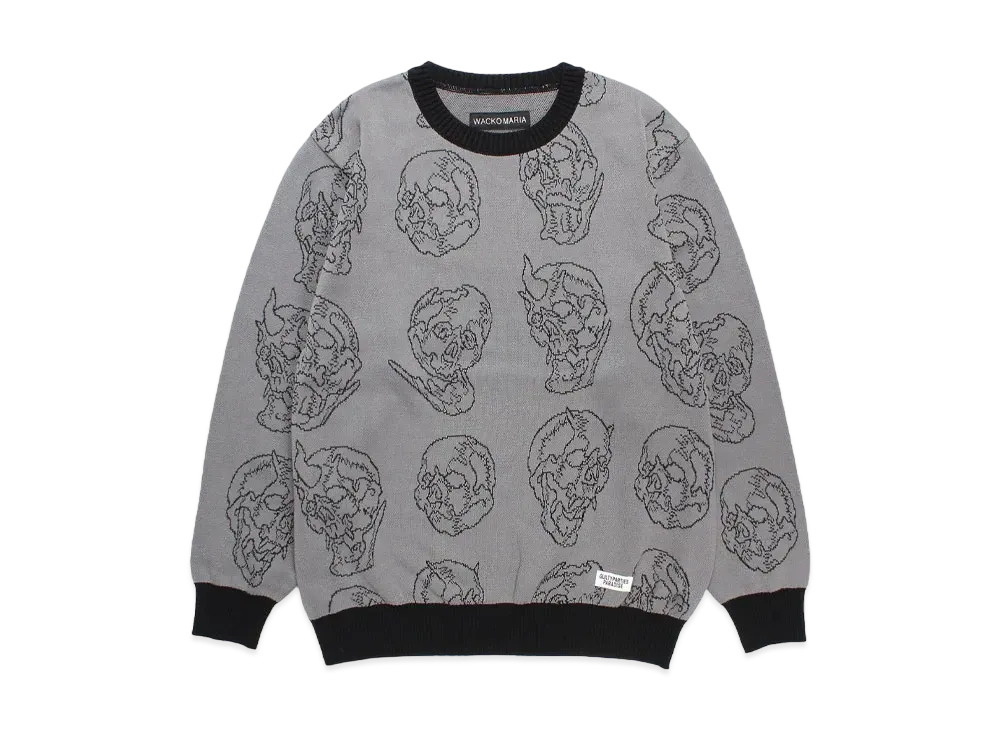 WACKO MARIA 56 Tattoo Studio / Jacquard Knit Sweater "Gray"