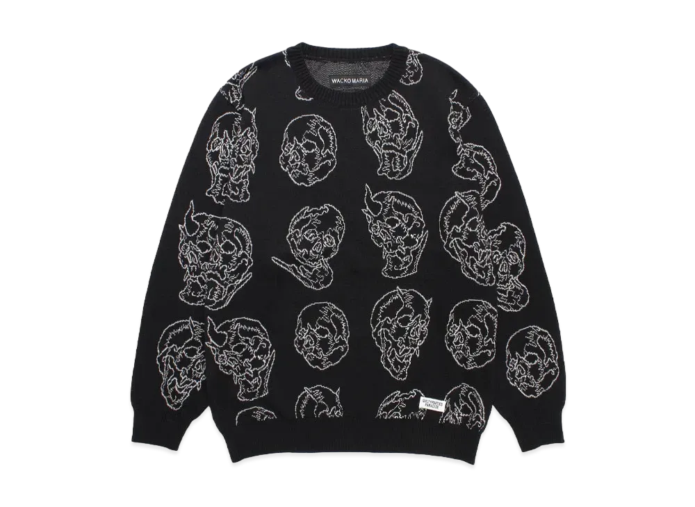 WACKO MARIA 56 Tattoo Studio / Jacquard Knit Sweater "Black"
