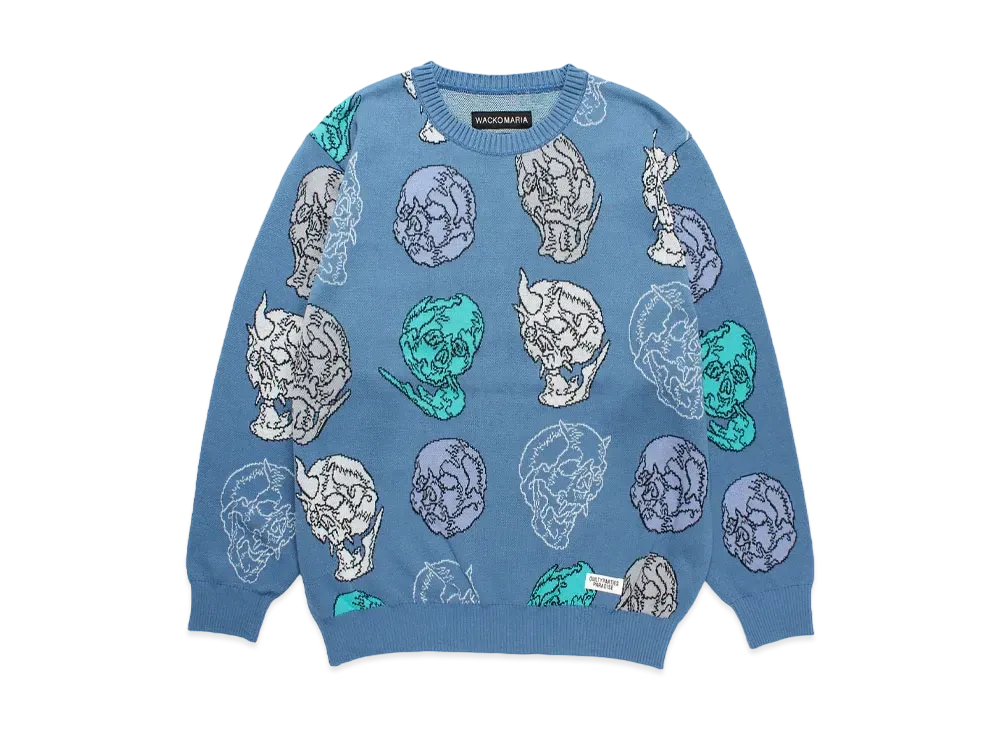 WACKO MARIA 56 Tattoo Studio / Jacquard Knit Sweater "Blue"