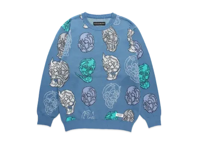 WACKO MARIA 56 Tattoo Studio / Jacquard Knit Sweater "Blue"