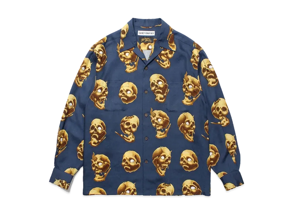 WACKO MARIA 56 Tattoo Studio / Hawaiian Shirt "Navy"