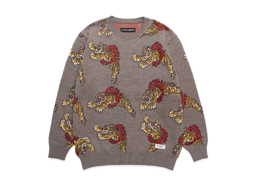 WACKO MARIA Tim Lehi / Jacquard Knit Sweater "Light Brown"