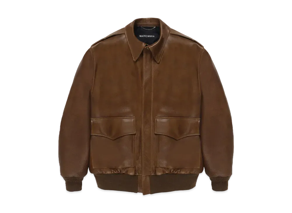 WACKO MARIA Leather A-2 Flight Jacket "Brown"