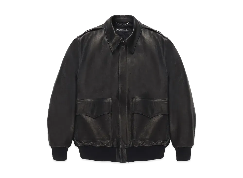 WACKO MARIA Leather A-2 Flight Jacket "Black"