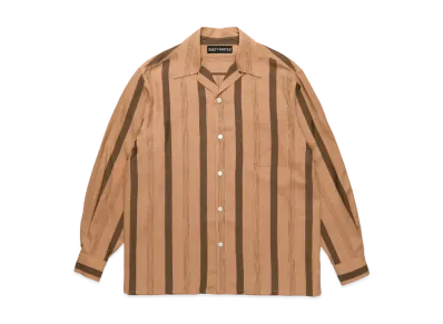 WACKO MARIA Striped Open Collar Shirt "Brown"