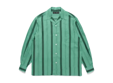 WACKO MARIA Striped Open Collar Shirt "Green"