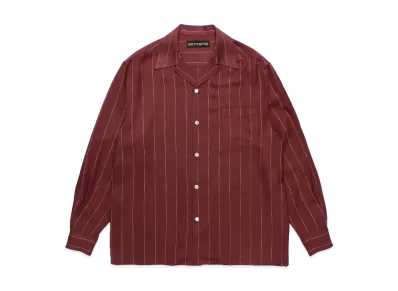 WACKO MARIA Striped Open Collar Shirt "Burgundy"