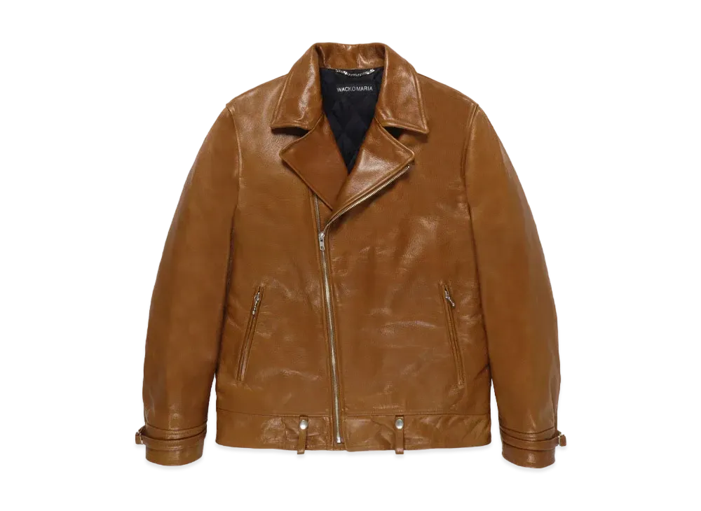 WACKO MARIA Leather Double Riders Jacket "Brown"