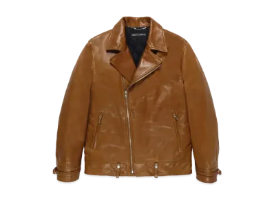 WACKO MARIA Leather Double Riders Jacket "Brown"