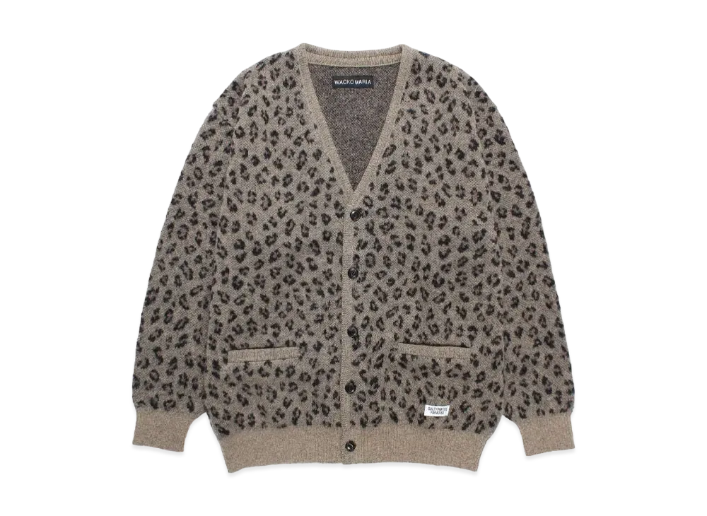 WACKO MARIA Leopard Jacquard Mohair Knit Cardigan "Beige"